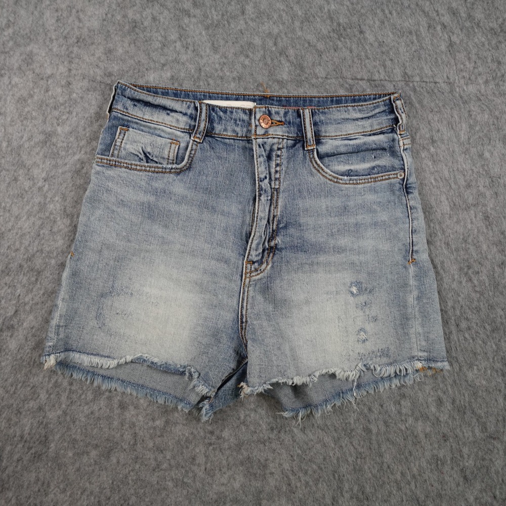 Anthropologie Pilcro Shorts Women 27 Blue Denim Cutoff Frayed High‎ Rise Jean